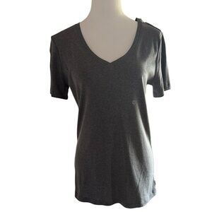 Eddie Bauer Women's V-Neck Short Sleeve Tee - Charcoal Gray